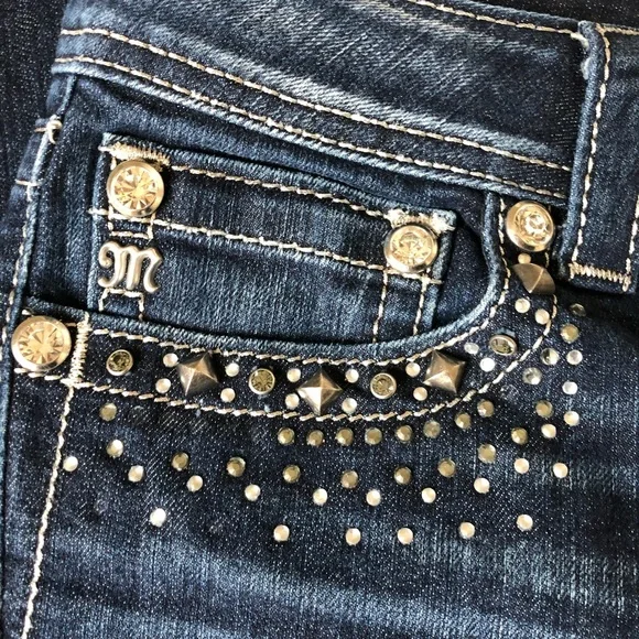 Miss Me Medium Wash Rhinestone Boot Cut Jeans 29 - Picture 9 of 16